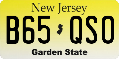 NJ license plate B65QSO