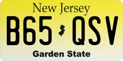 NJ license plate B65QSV