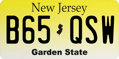 NJ license plate B65QSW