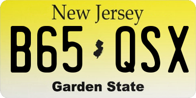 NJ license plate B65QSX