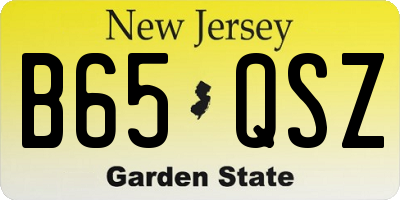 NJ license plate B65QSZ