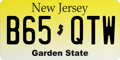 NJ license plate B65QTW