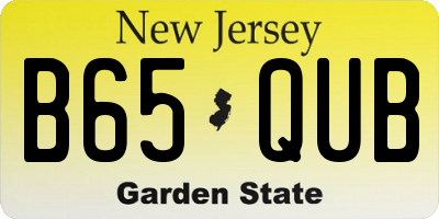NJ license plate B65QUB