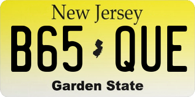 NJ license plate B65QUE