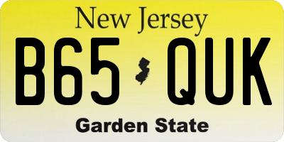 NJ license plate B65QUK