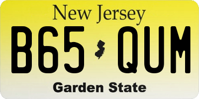 NJ license plate B65QUM