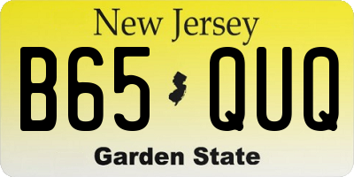 NJ license plate B65QUQ