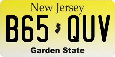 NJ license plate B65QUV