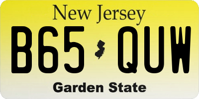 NJ license plate B65QUW