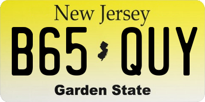 NJ license plate B65QUY