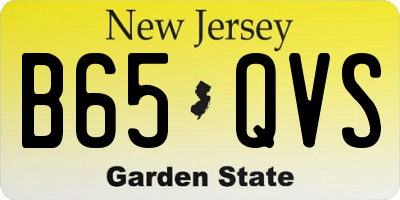 NJ license plate B65QVS