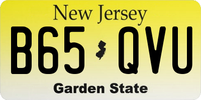 NJ license plate B65QVU