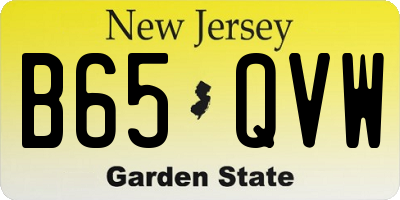 NJ license plate B65QVW