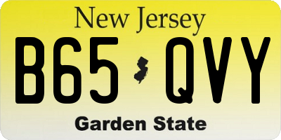 NJ license plate B65QVY