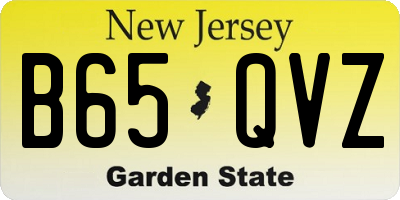 NJ license plate B65QVZ