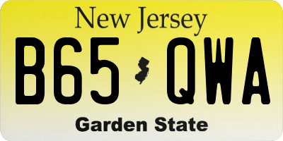 NJ license plate B65QWA
