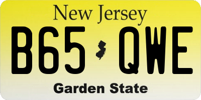NJ license plate B65QWE