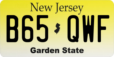 NJ license plate B65QWF