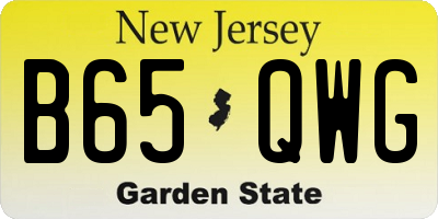 NJ license plate B65QWG