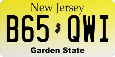 NJ license plate B65QWI