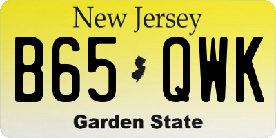 NJ license plate B65QWK