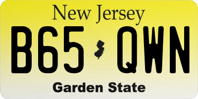 NJ license plate B65QWN