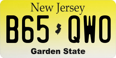 NJ license plate B65QWO