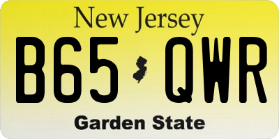 NJ license plate B65QWR