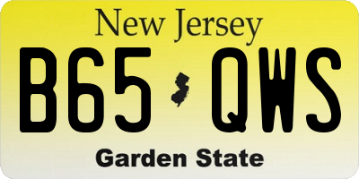 NJ license plate B65QWS