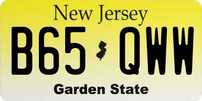NJ license plate B65QWW