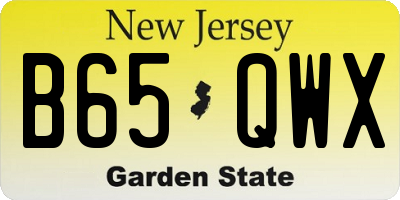NJ license plate B65QWX