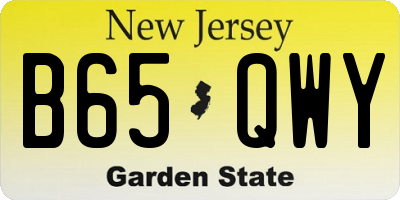 NJ license plate B65QWY