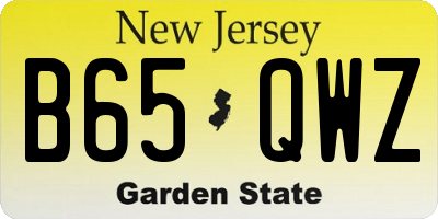 NJ license plate B65QWZ