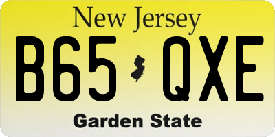 NJ license plate B65QXE