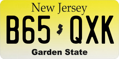 NJ license plate B65QXK
