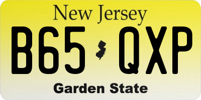 NJ license plate B65QXP