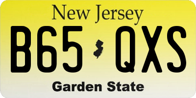 NJ license plate B65QXS
