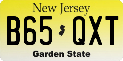 NJ license plate B65QXT