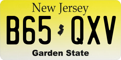 NJ license plate B65QXV