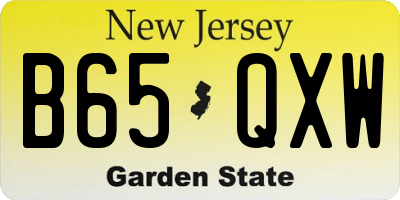 NJ license plate B65QXW