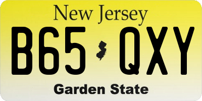 NJ license plate B65QXY