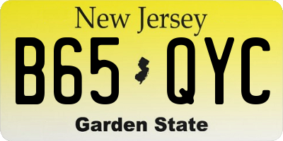 NJ license plate B65QYC