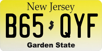 NJ license plate B65QYF