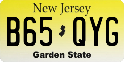 NJ license plate B65QYG