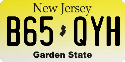 NJ license plate B65QYH