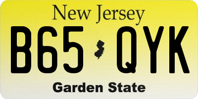 NJ license plate B65QYK