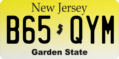 NJ license plate B65QYM