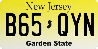 NJ license plate B65QYN