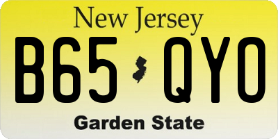 NJ license plate B65QYO