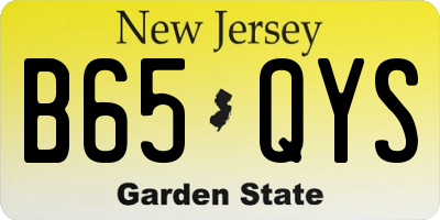 NJ license plate B65QYS